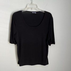 Orwell Black Short Sleeve Mesh Stretch Top Blouse